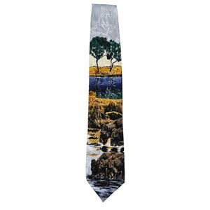 Vintage Lost Kingdom Endangered Species 100% Silk Necktie Wildlife Safari Lions
